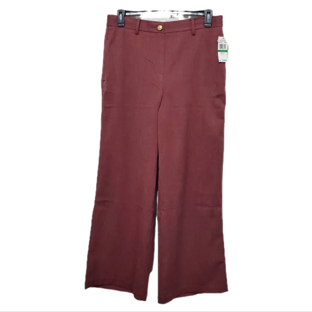 Michael Kors Women's High Rise Merlot Trousers Size Large NWT